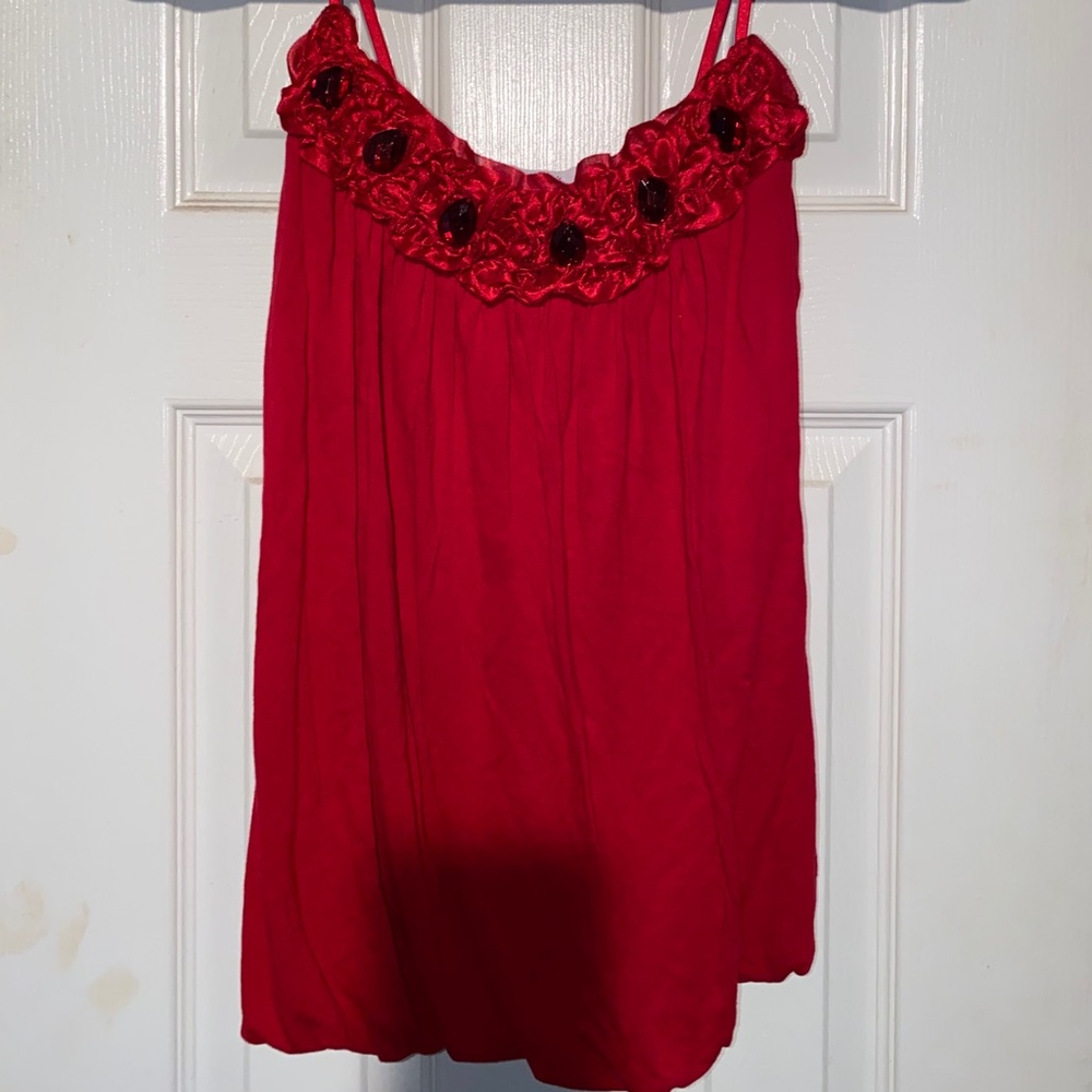 Candies! Red jeweled ruffle tank top